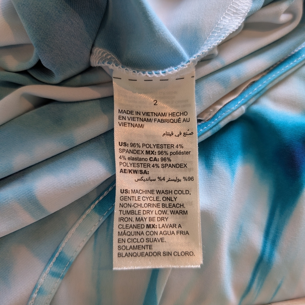 Chico's detail shoulder midi dress pattern clear aqua dress - Picture 7 of 7
